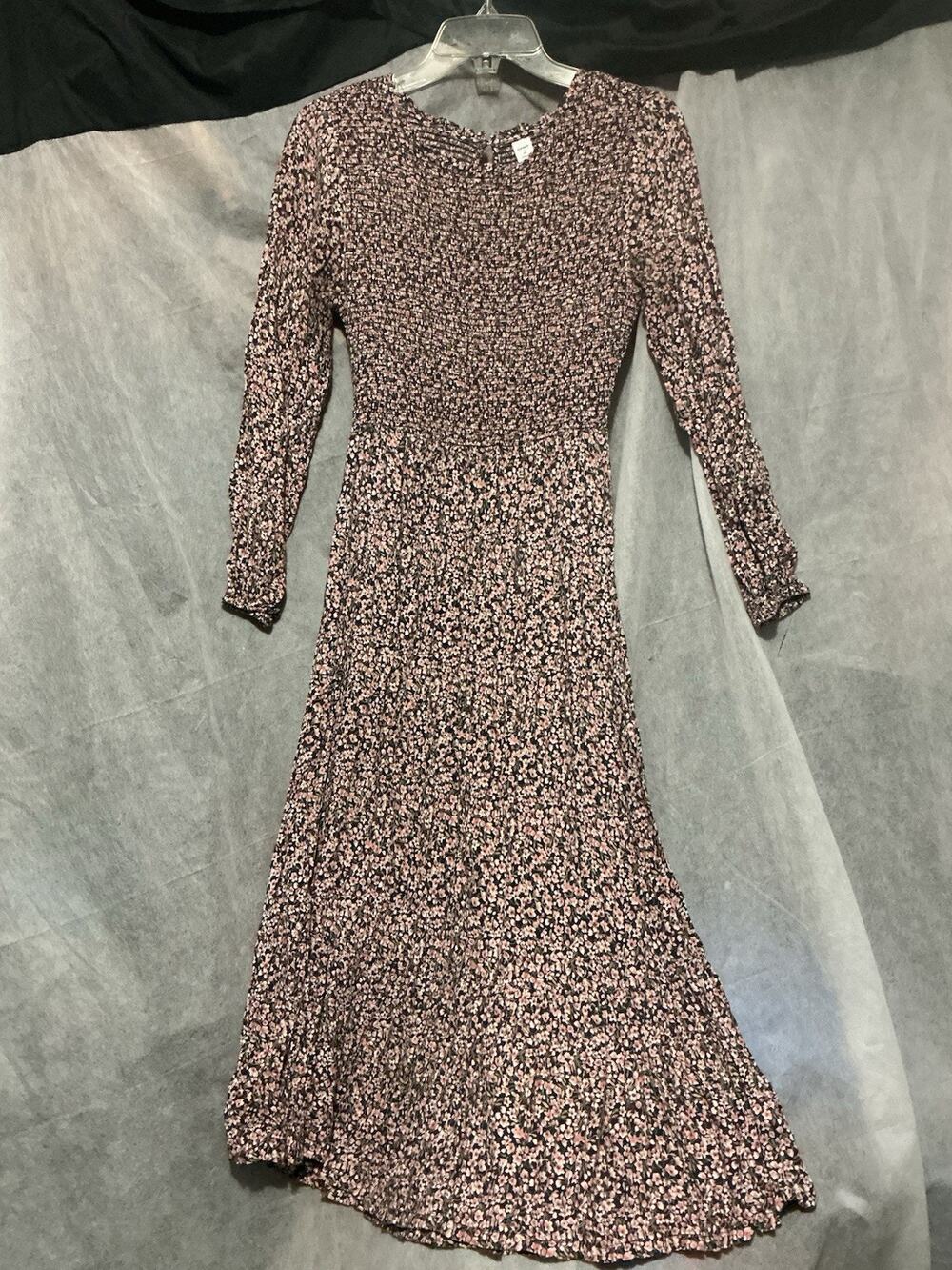 Old Navy Long Sleeve Smocked Fit & Flare Midi Dress Ditsy Floral Cottagecore XS